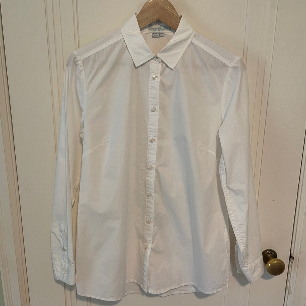 Boden Button Down Shirt Size 6 White Cotton Long Sleeve Tailored Blouse